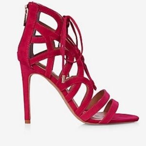 Express Strappy Lace Up Fushia Pink Heels